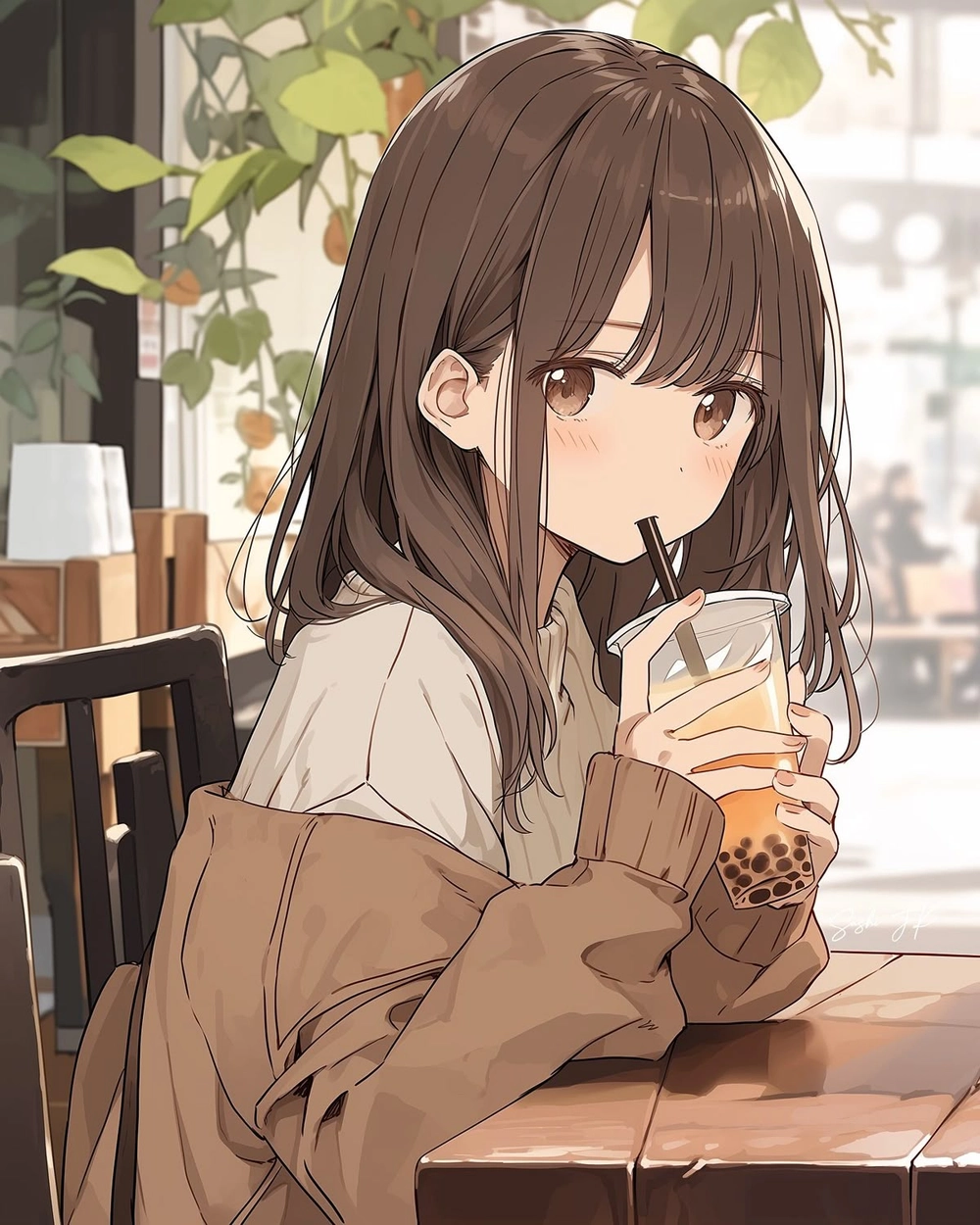 anime uống sữa buổi sáng 