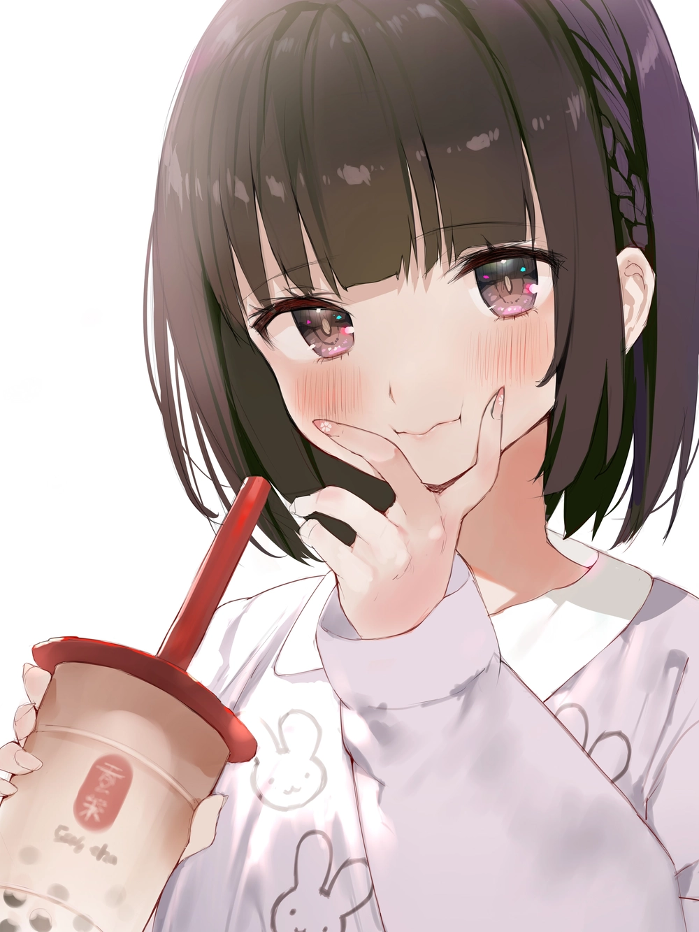 anime nữ sinh uống trà sữa 