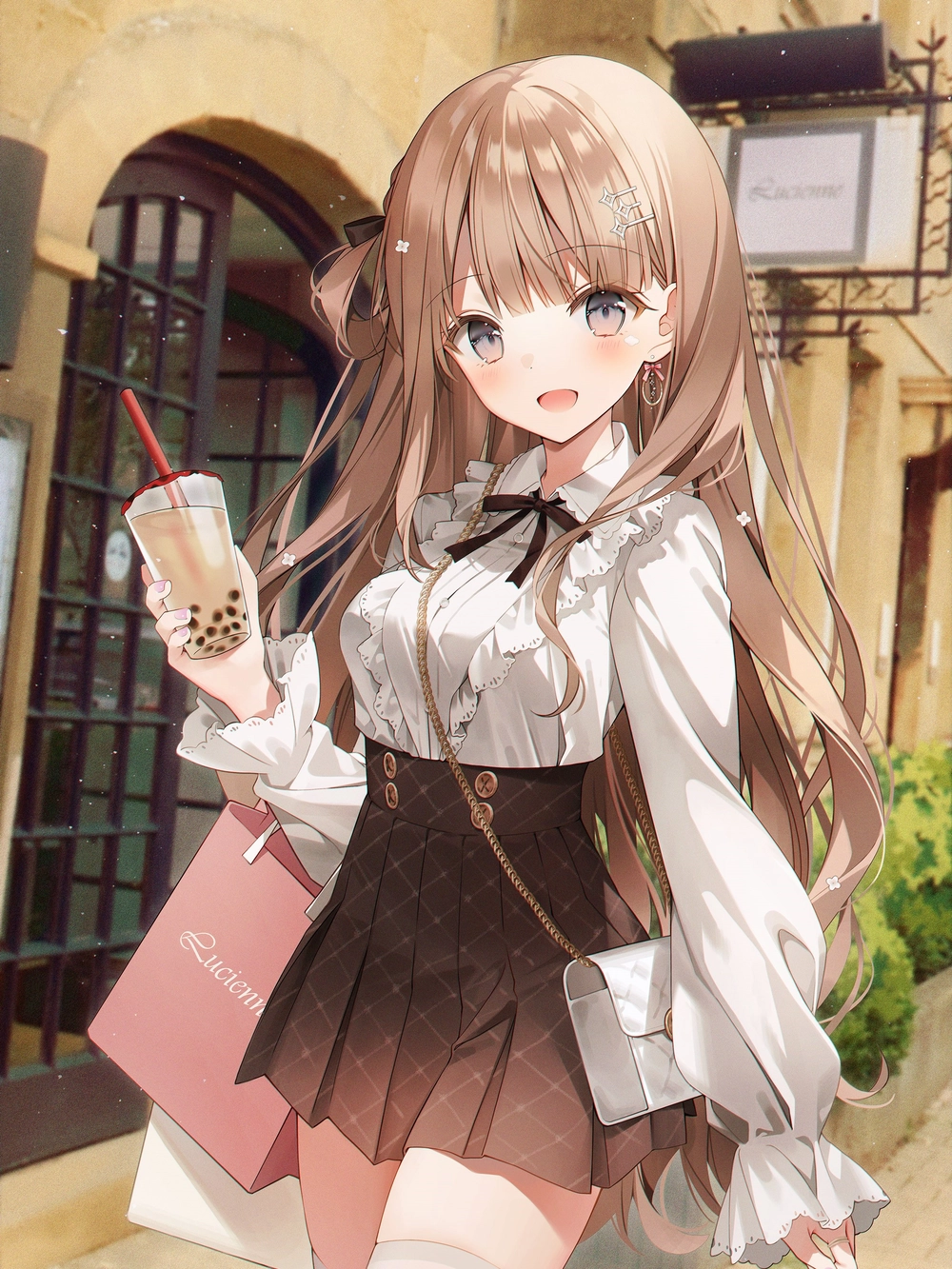 ảnh anime uống trà sữa chất chơi 