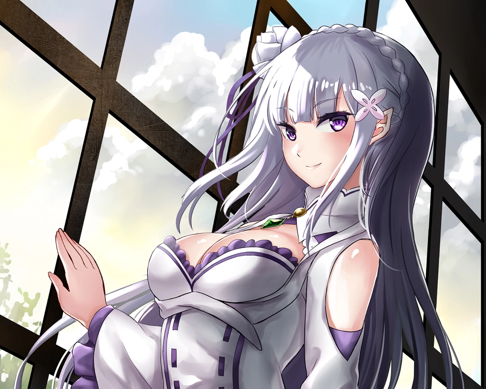 hình ảnh anime emilia re zero lung linh