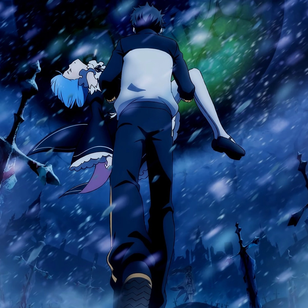 ảnh natsuki subaru re zero giữa trời đông giá lạnh