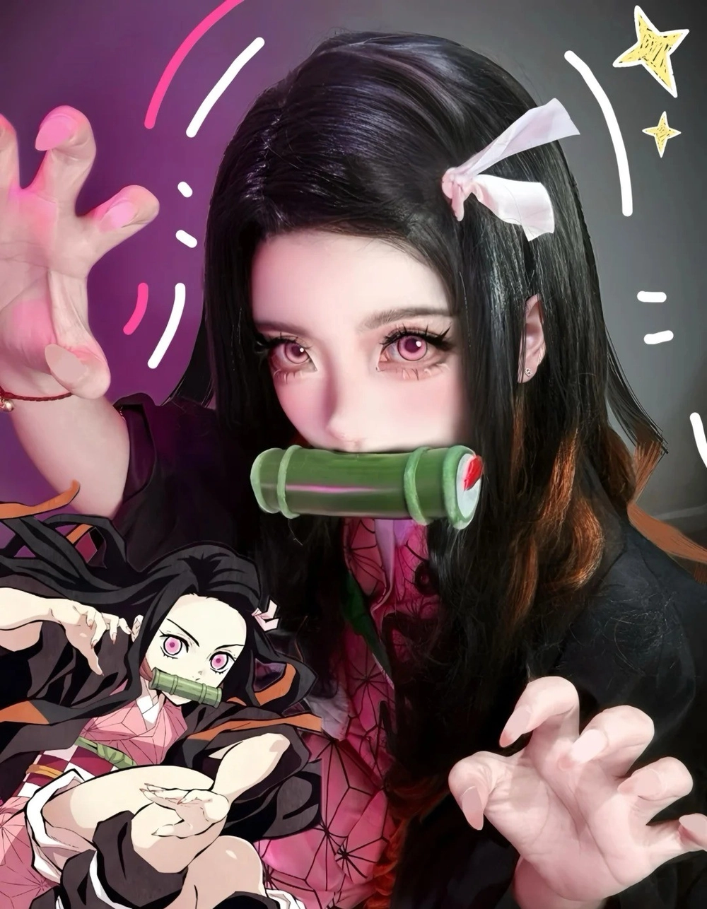 cosplay nezuko phiên bản chibi dễ thương 