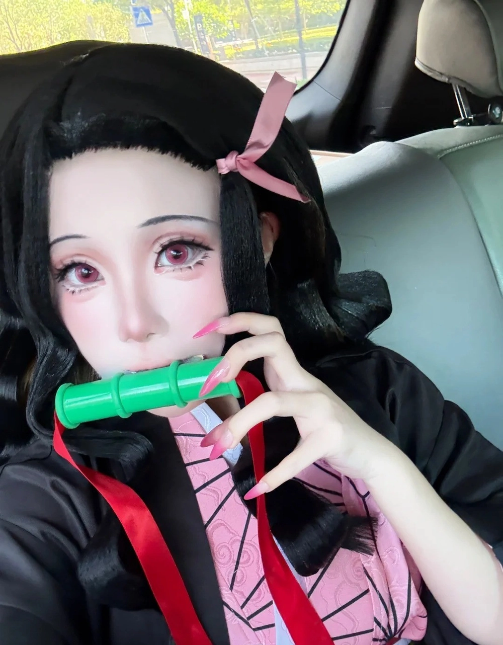 cosplay demon slayer nezuko mặc kimono 