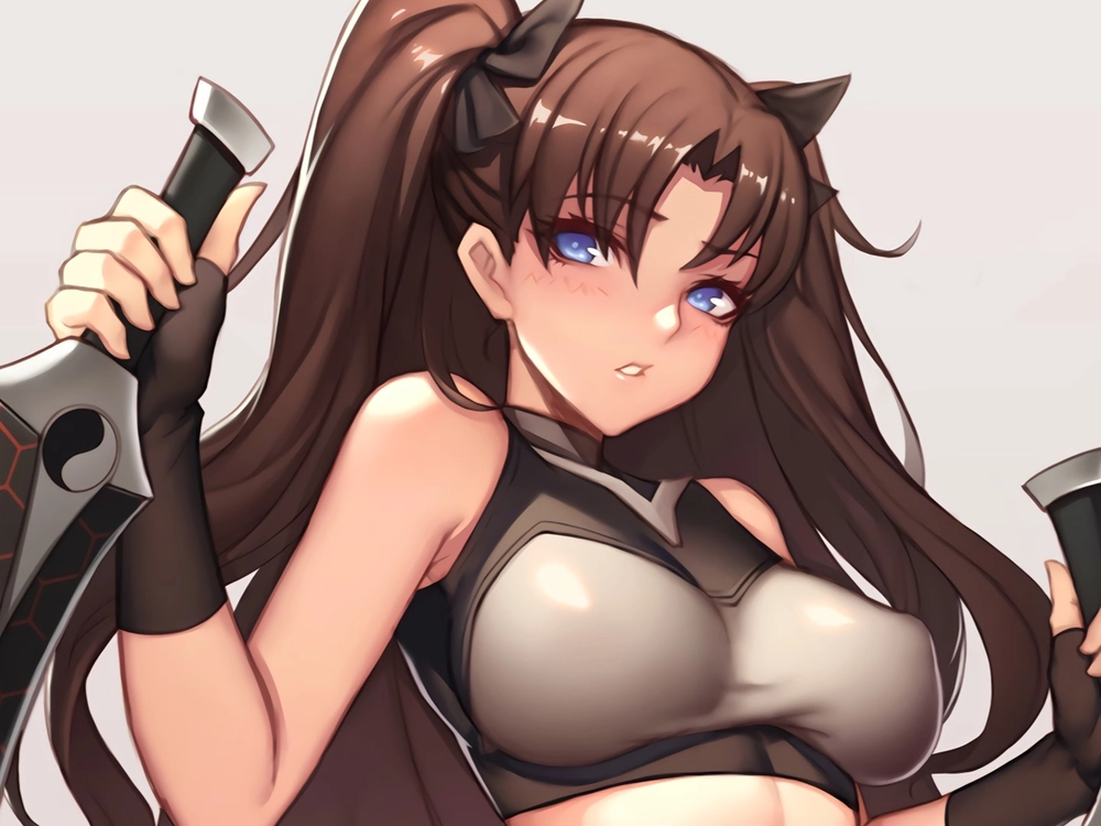 ảnh rin tohsaka trong tư thế chiến đấu 