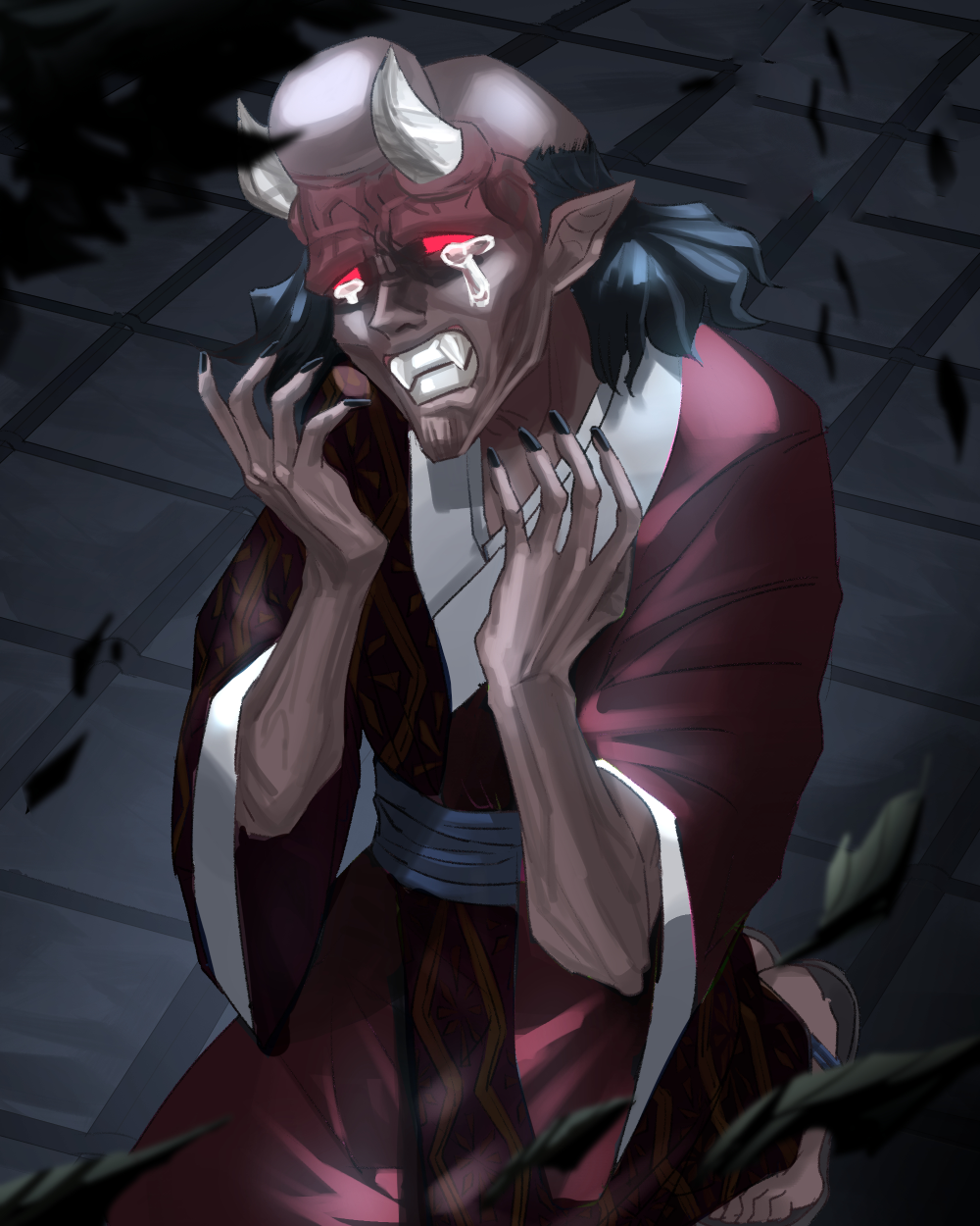 hình anime với quái vật đáng sợ