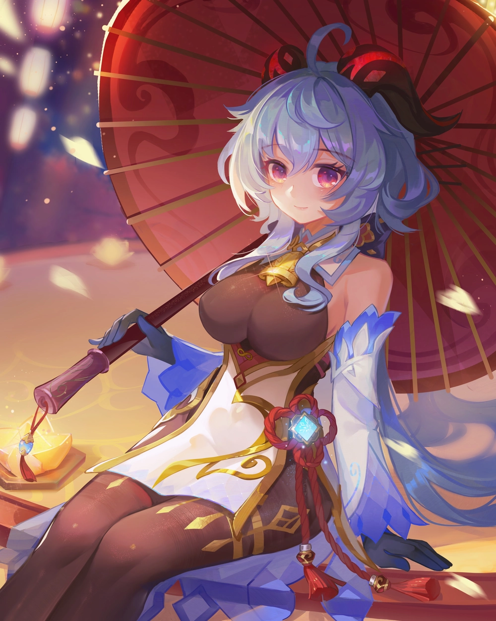 ảnh ganyu khung cảnh đêm tuyết