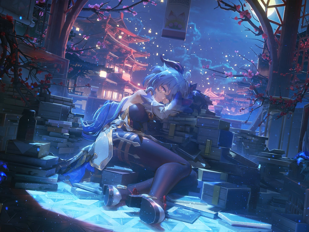 ảnh ganyu cười nhẹ