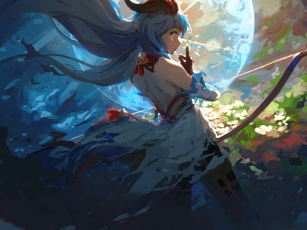 ảnh ganyu ánh nhìn xa xăm