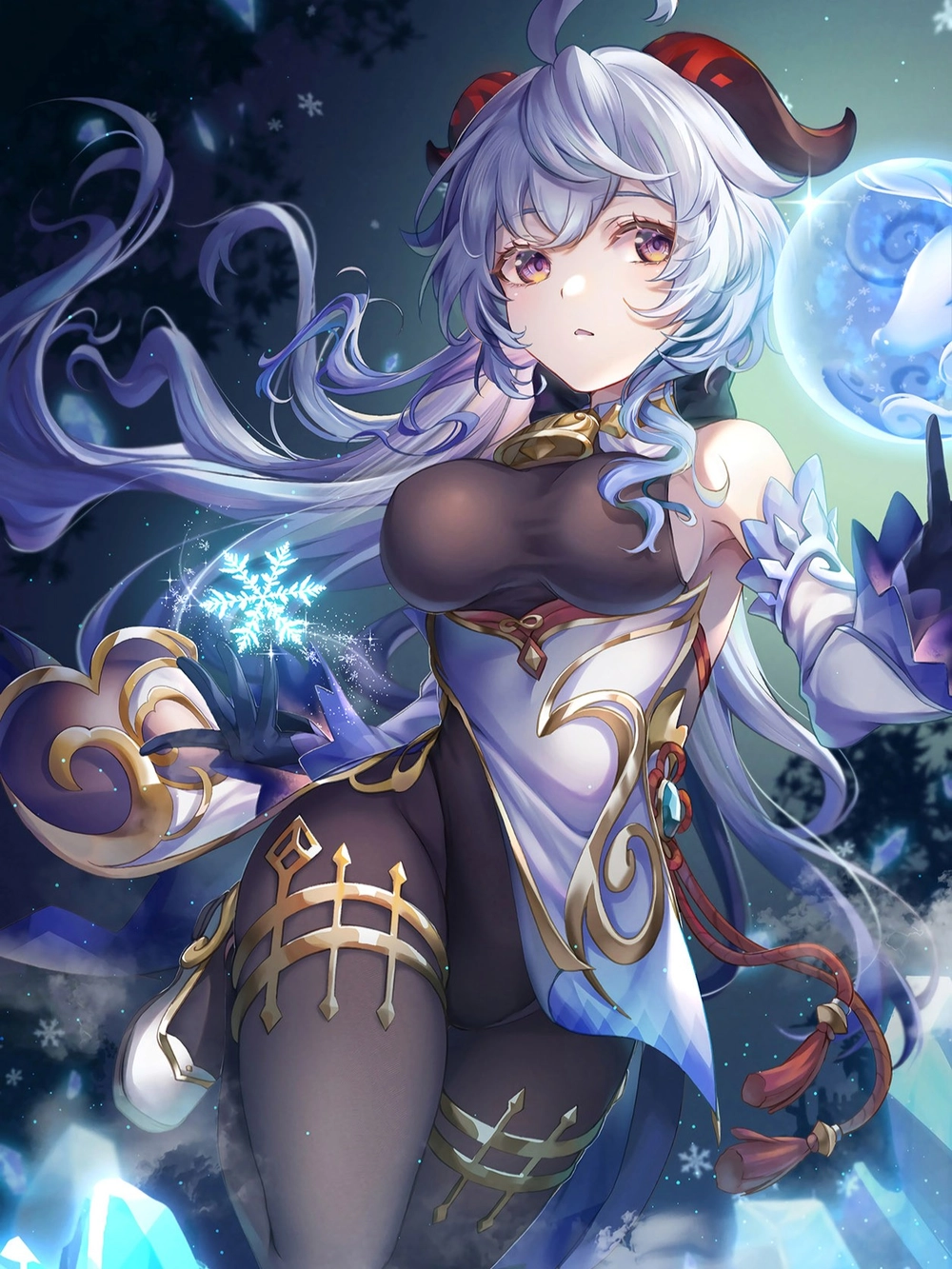 hình ganyu dáng đứng chiến đấu