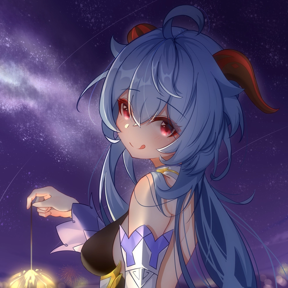 hình ganyu hòa cùng ánh sao đêm