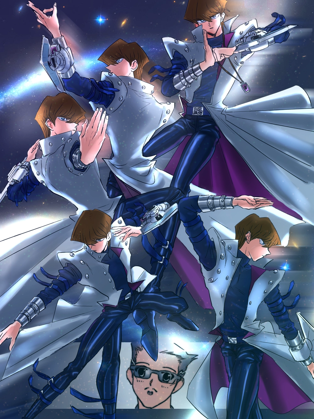 kaiba seto đứng cạnh yugi yu-gi-oh