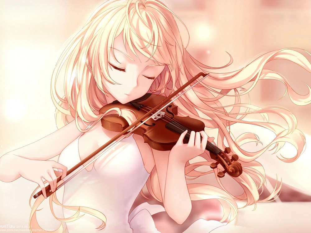 ảnh Miyazono Kaori xinh đẹp với violin