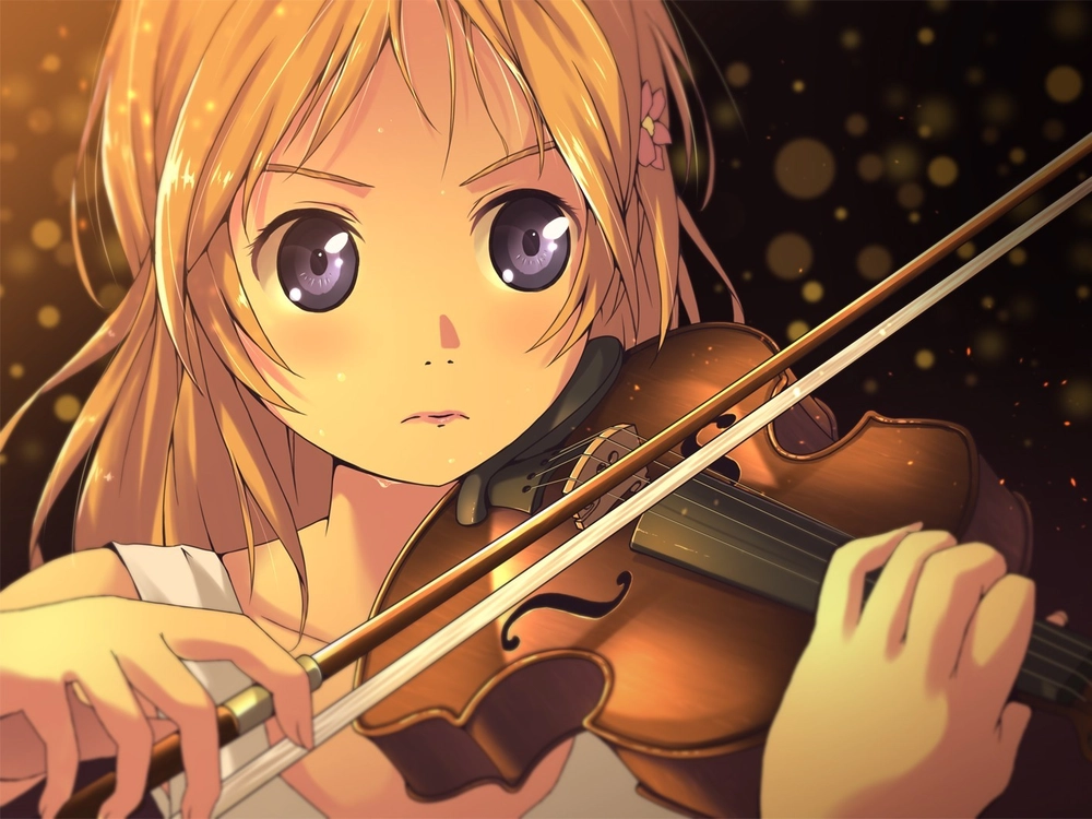 ảnh Miyazono Kaori cầm đàn violin