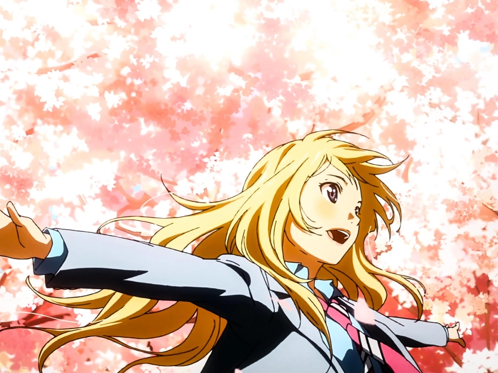 ảnh Kaori Miyazono với mái tóc tung bay