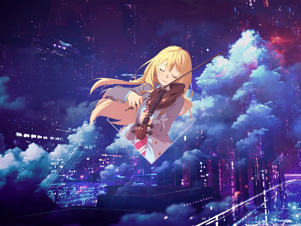 hình Kaori Miyazono trong đêm