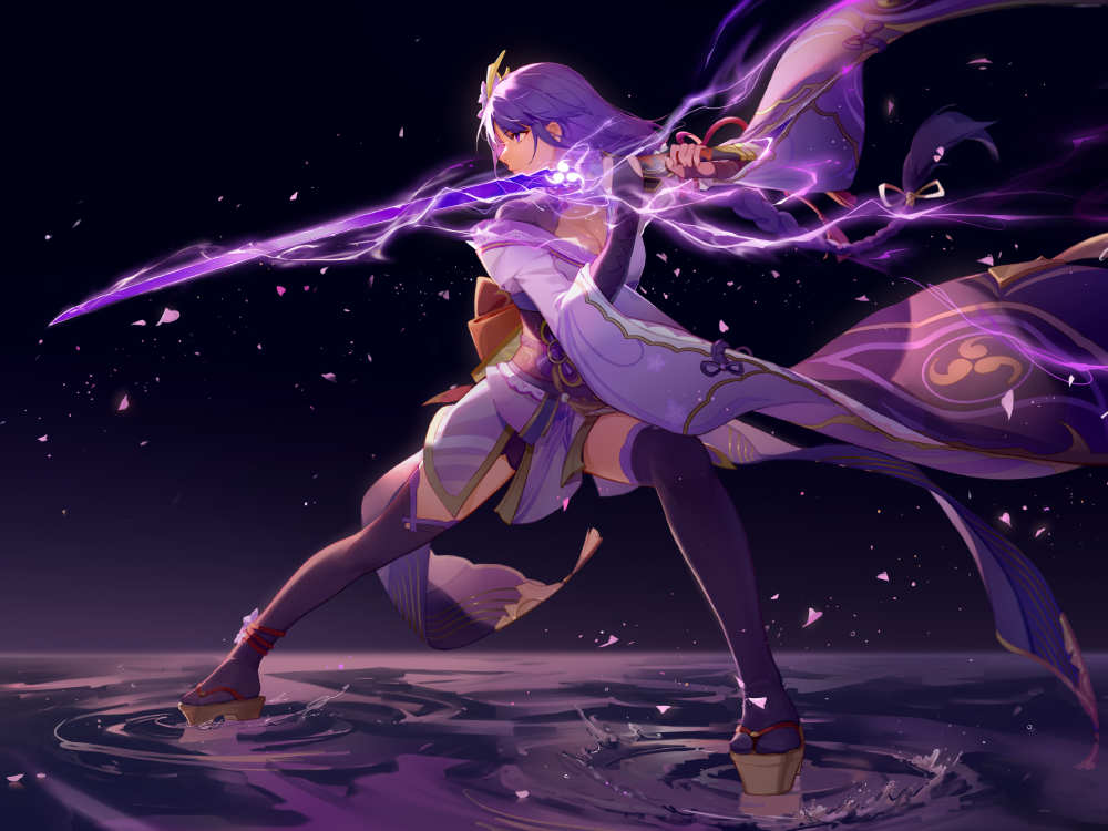 ảnh raiden shogun cầm kiếm