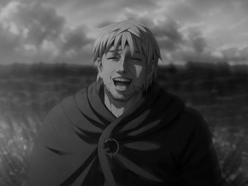 hình anime Thorfinn nở nụ cười