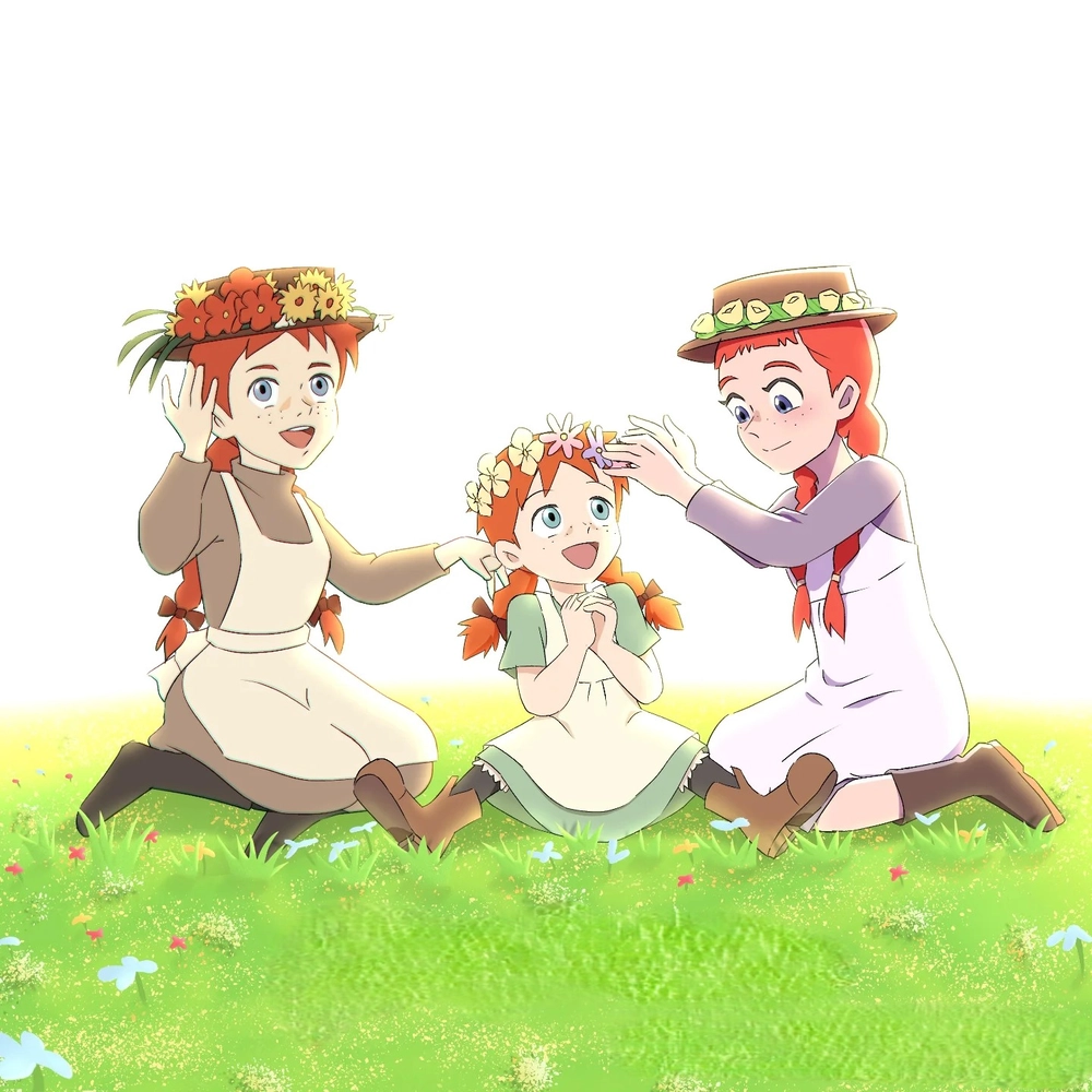 hình anne shirley kawaii cùng hoa nhỏ
