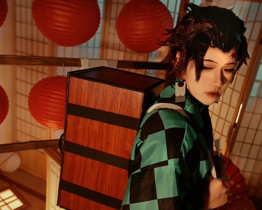 tanjiro cosplay phong cách cổ điển 