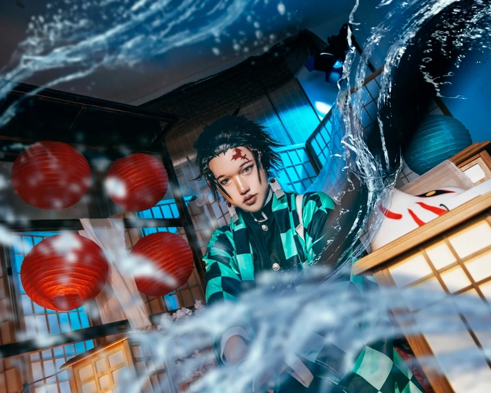 tanjiro cosplay kiếm sĩ ngầu lòi 