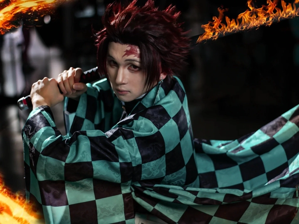 tanjiro cosplay demon phong cách dark 