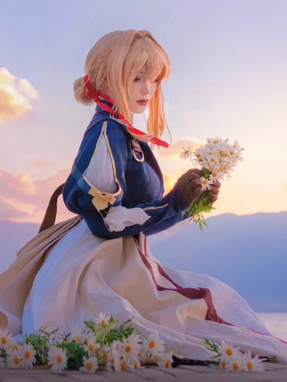 hình violet evergarden nền hoàng hôn