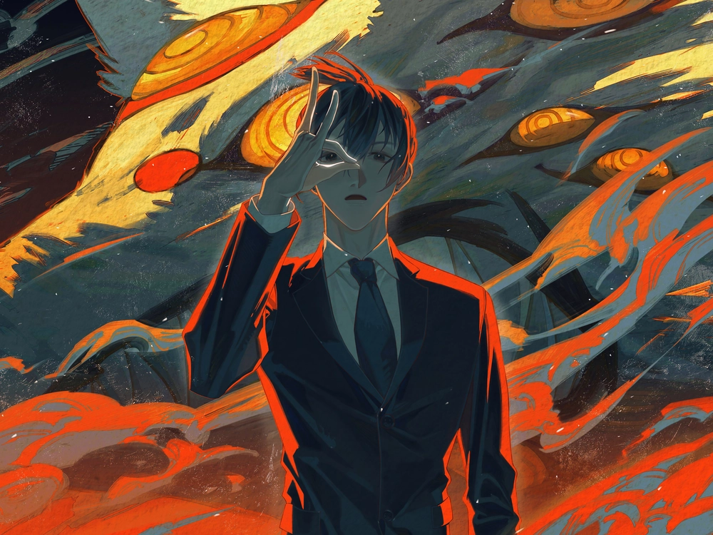 ảnh anime aki hayakawa cầm katana