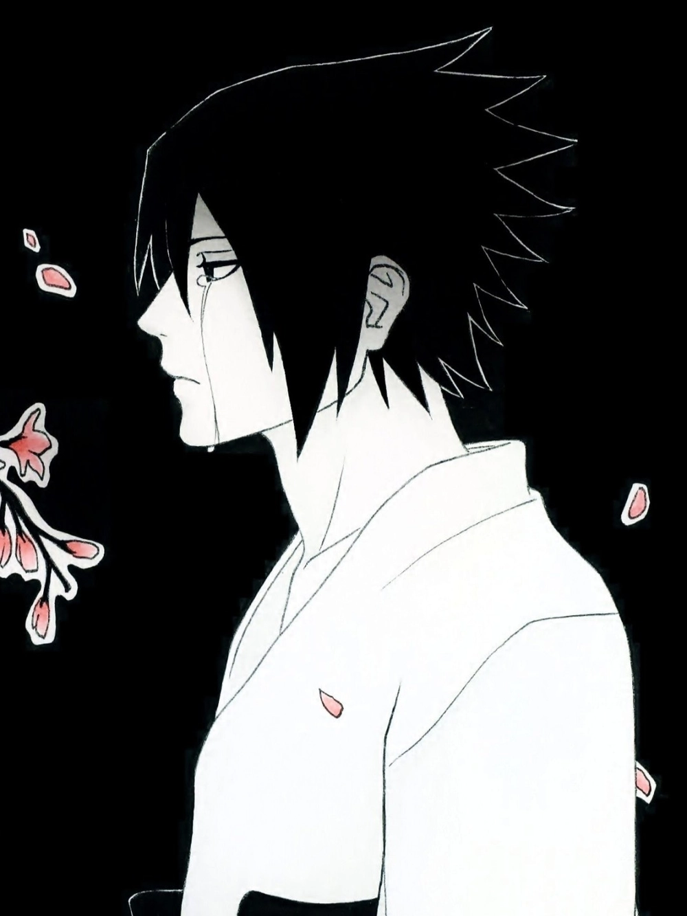 ảnh anime trắng đen buồn