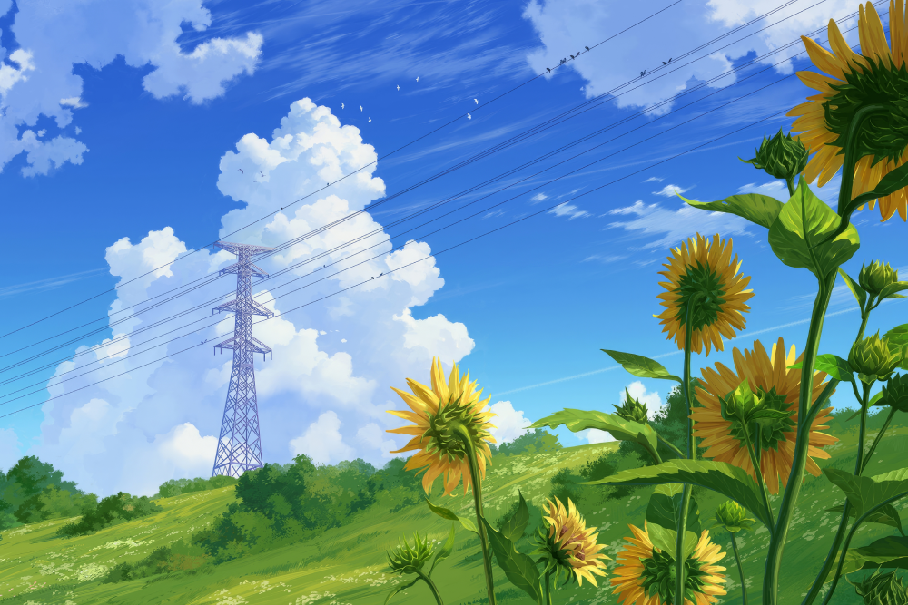 hình ảnh hoa hướng dương anime đẹp tinh khôi