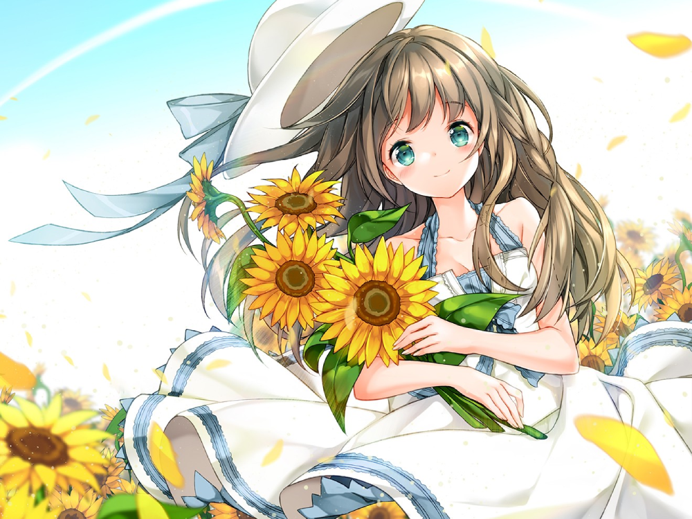 ảnh hoa hướng dương cute anime girl