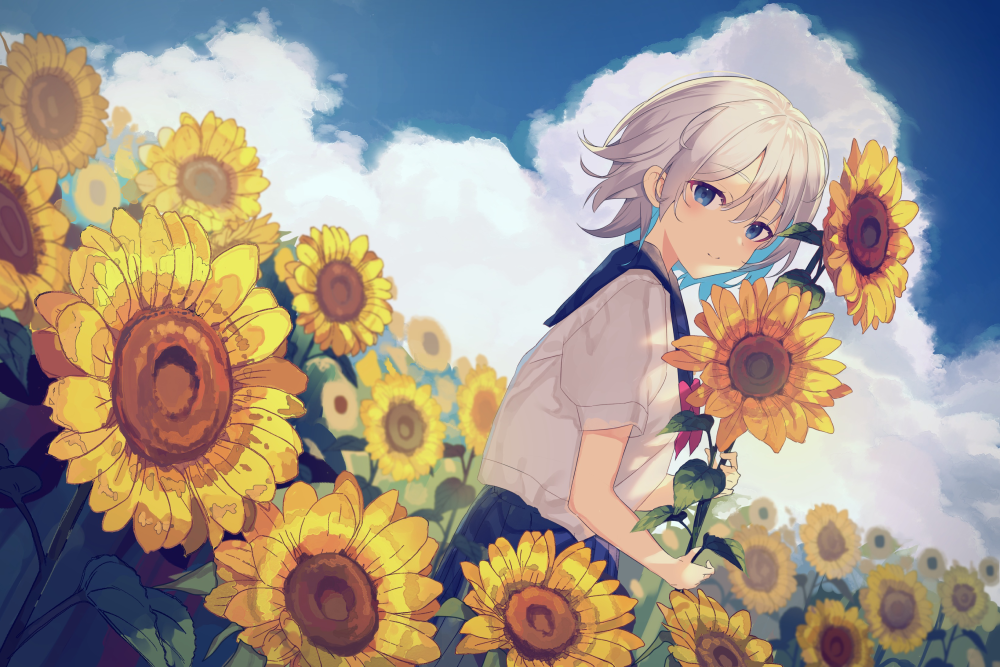 anime hoa hướng dương đầy sức sống