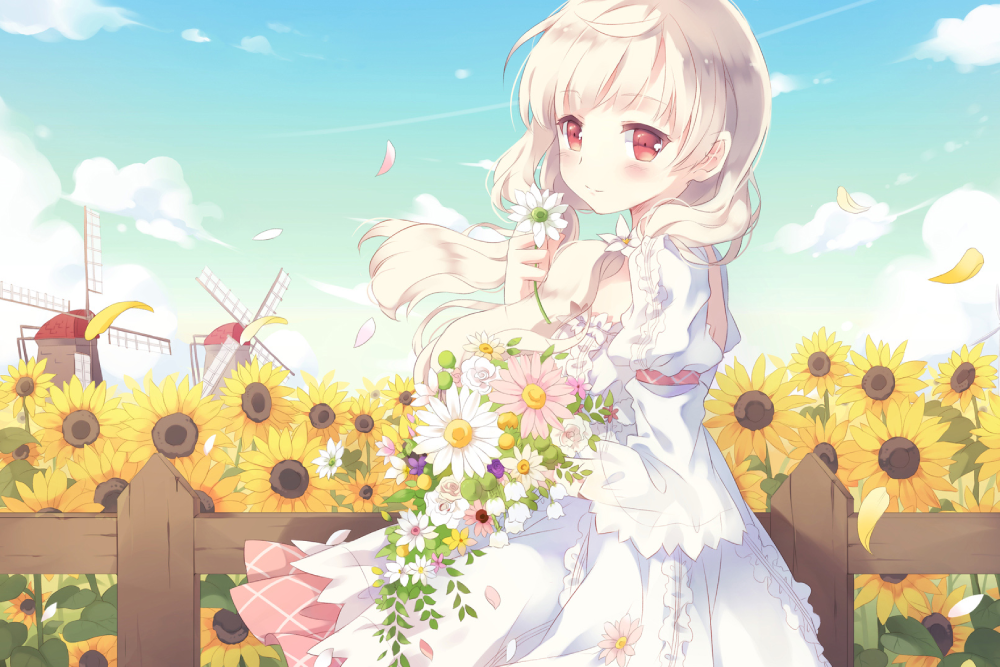 hoa hướng dương anime hoạt hình dễ thương