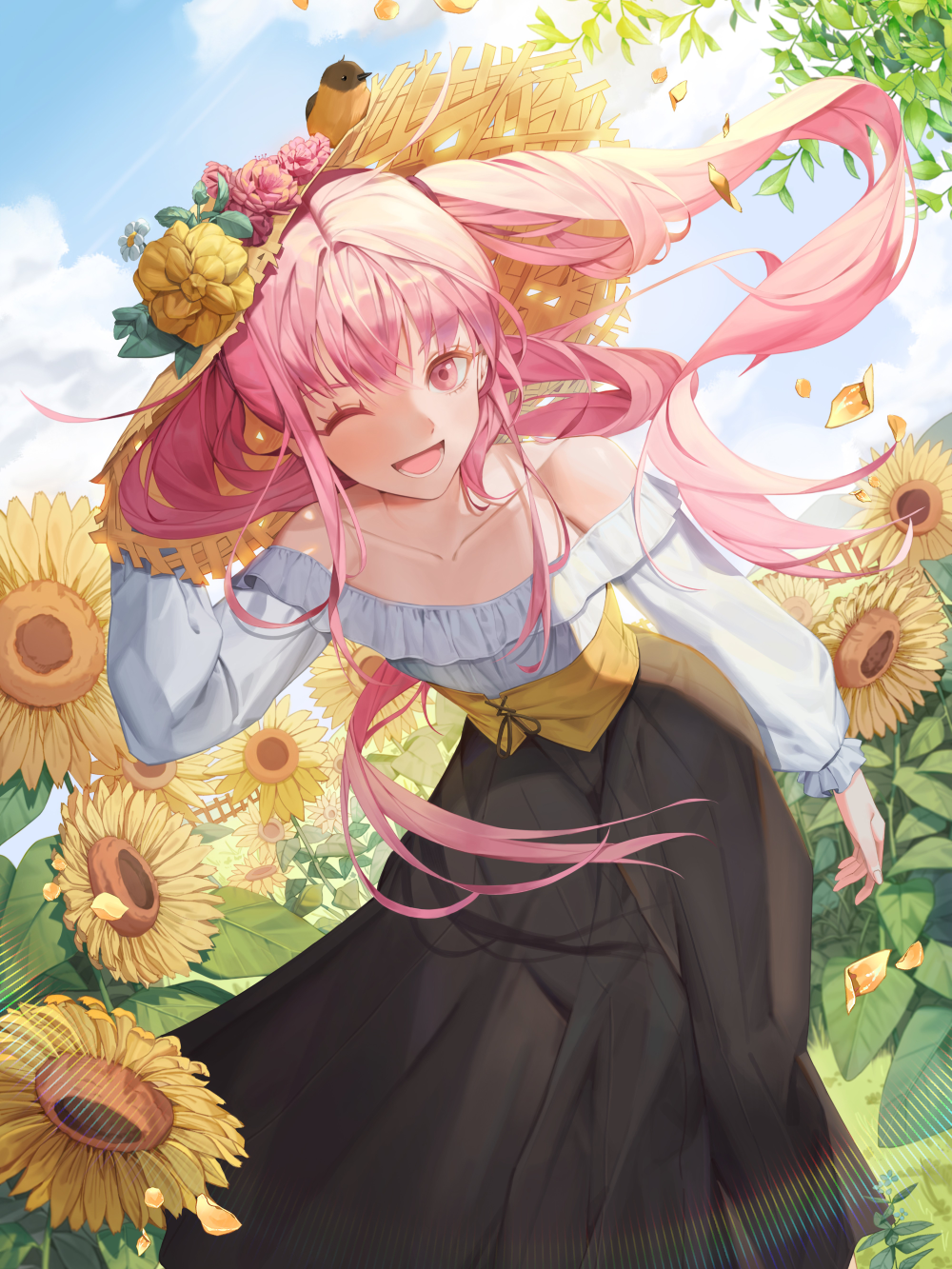 ảnh anime hoa hướng dương rực nắng