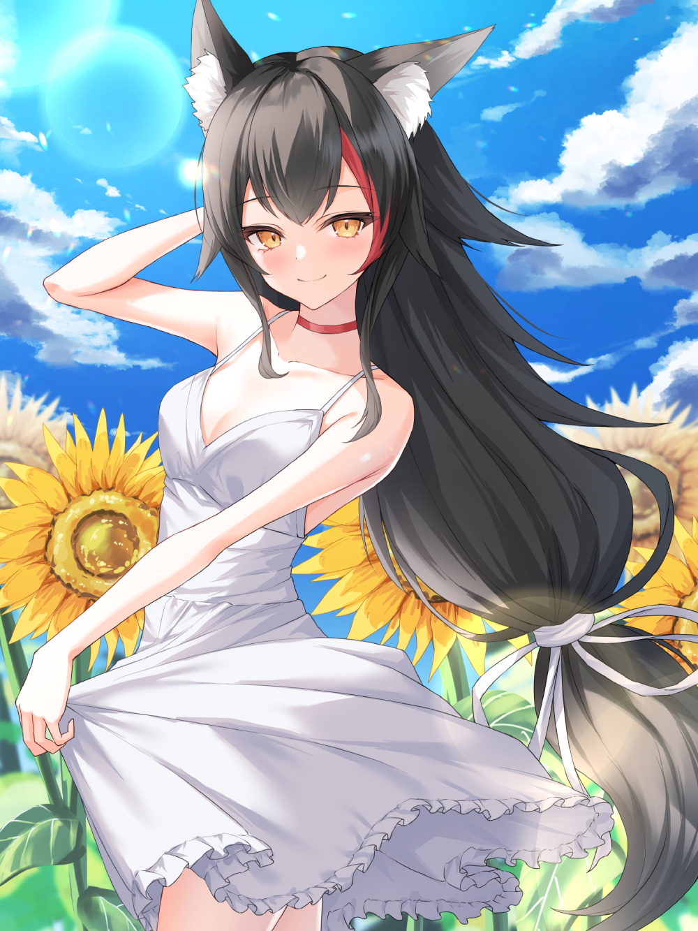 anime hoa hướng dương phong cảnh đồng quê