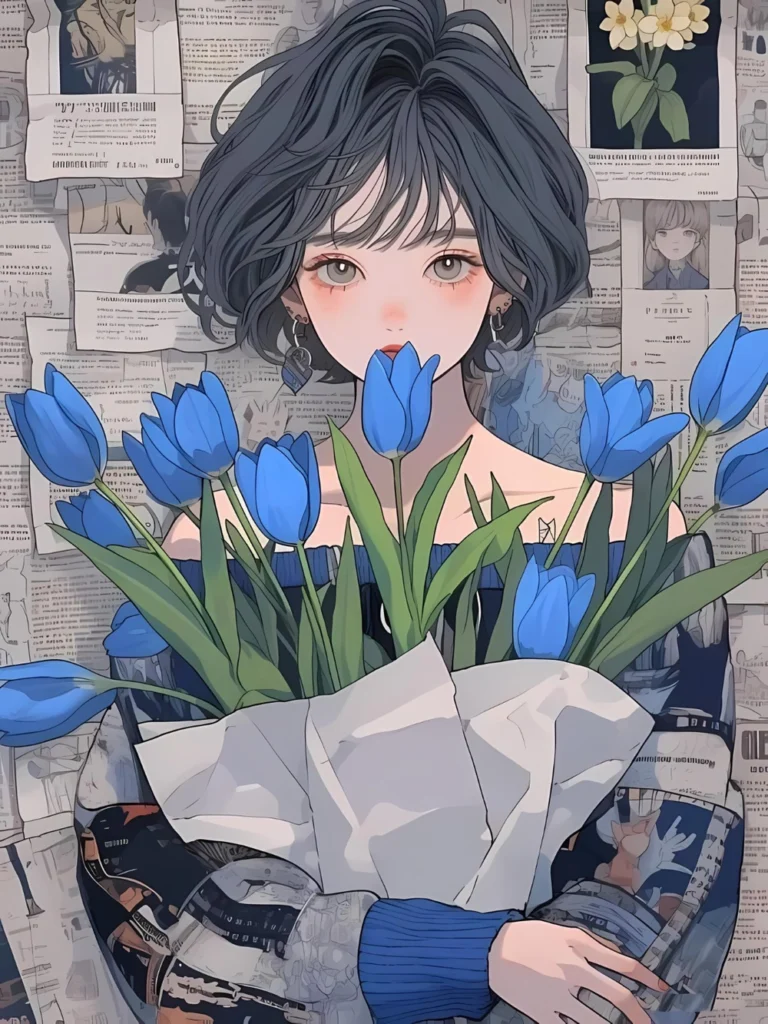 ảnh anime hoa tulip bình yên