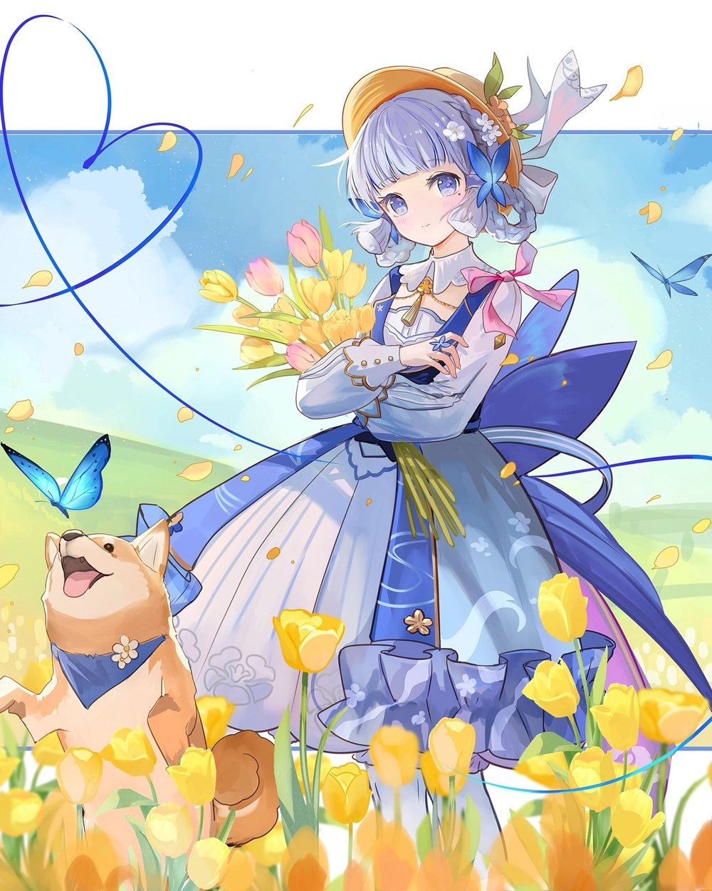 vườn hoa tulip anime dễ thương