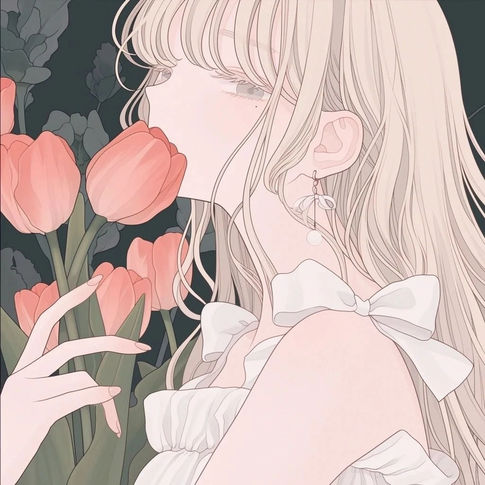 hình ảnh vườn hoa tulip anime đẹp