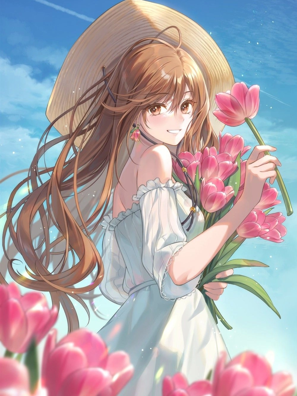 hình hoa tulip anime dễ thương