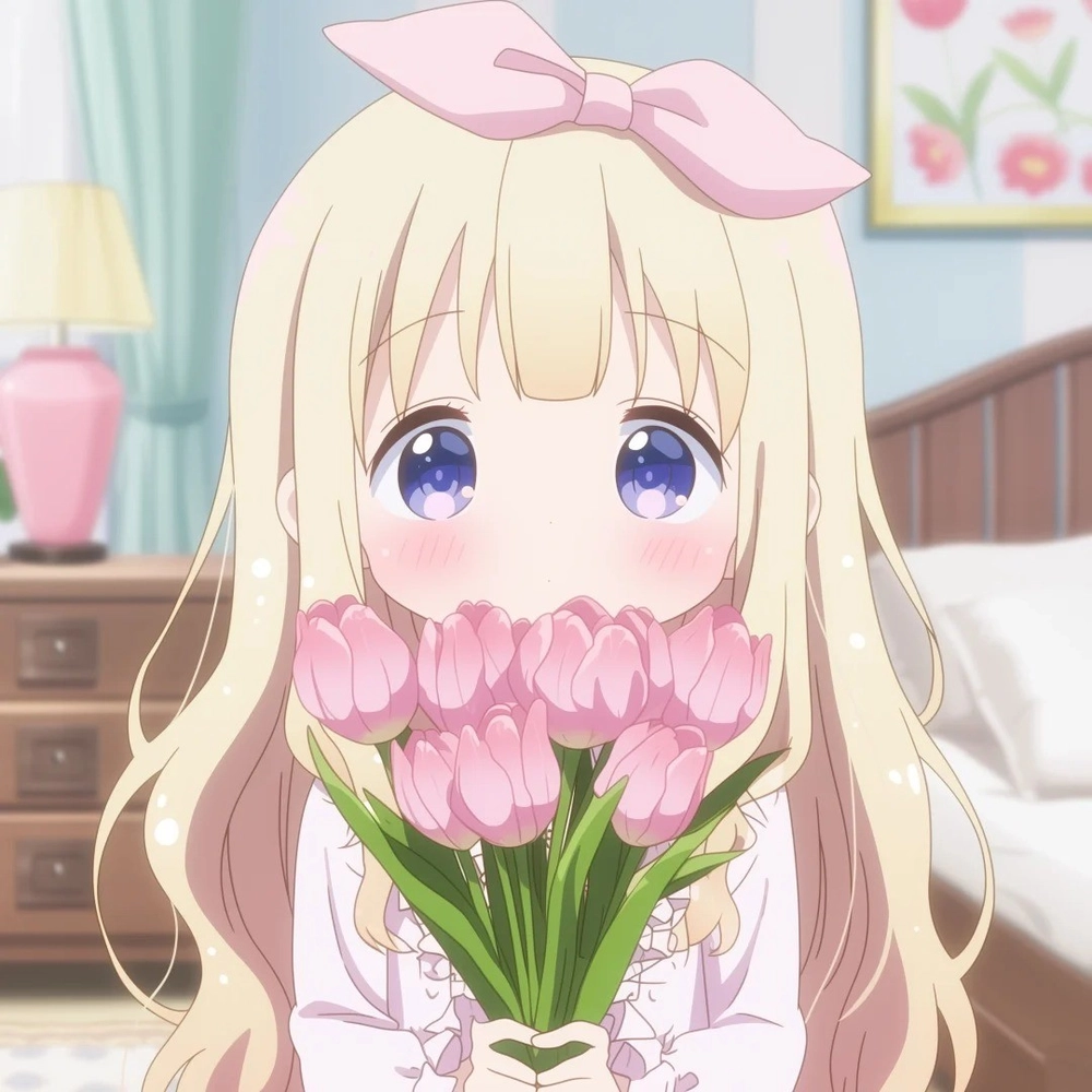 hình anime hoa tulip nở rộ