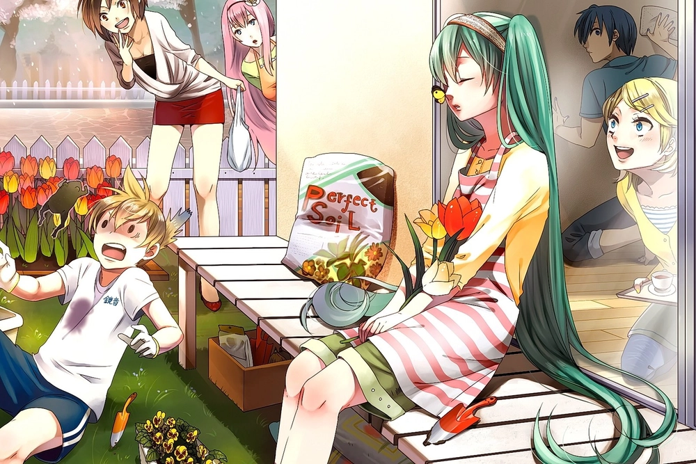 hình hoa tulip cute cỏ xanh