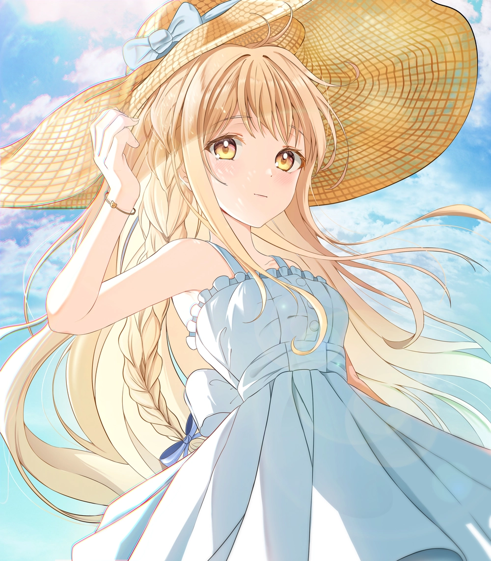 Mahiru Shiina anime mặc váy trắng