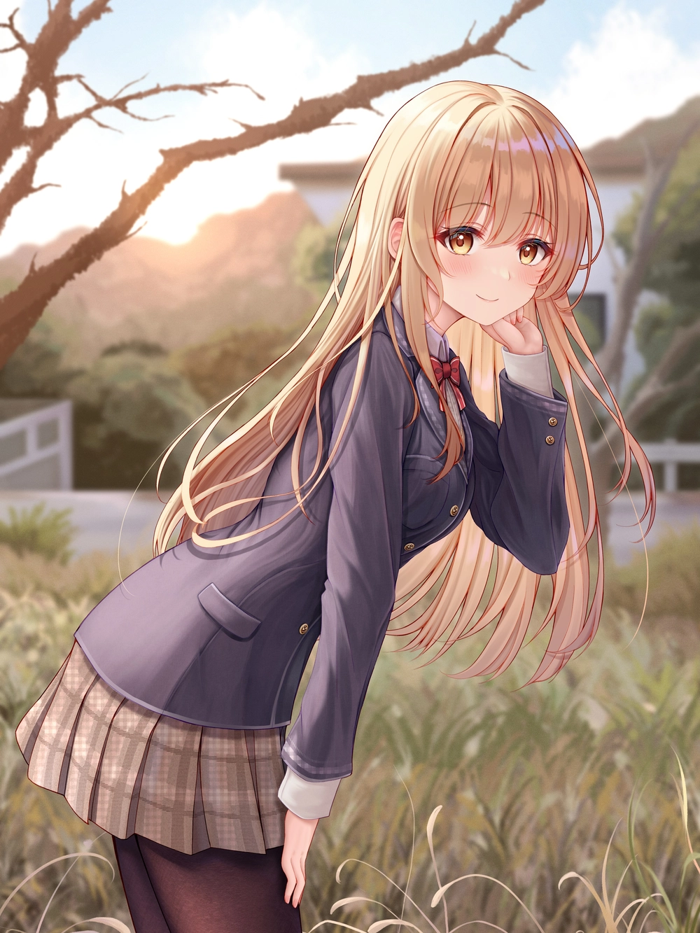 Ảnh Shiina Mahiru dưới hoàng hôn