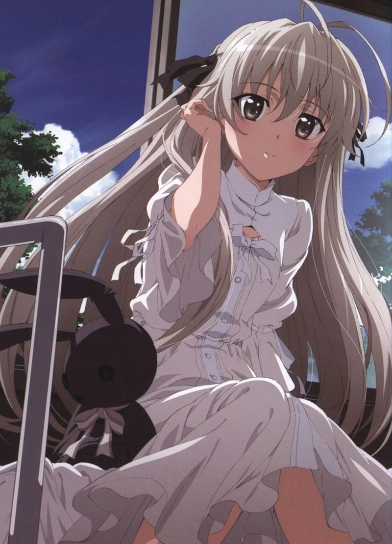 ảnh anime yosuga no sora haruka ghế đá