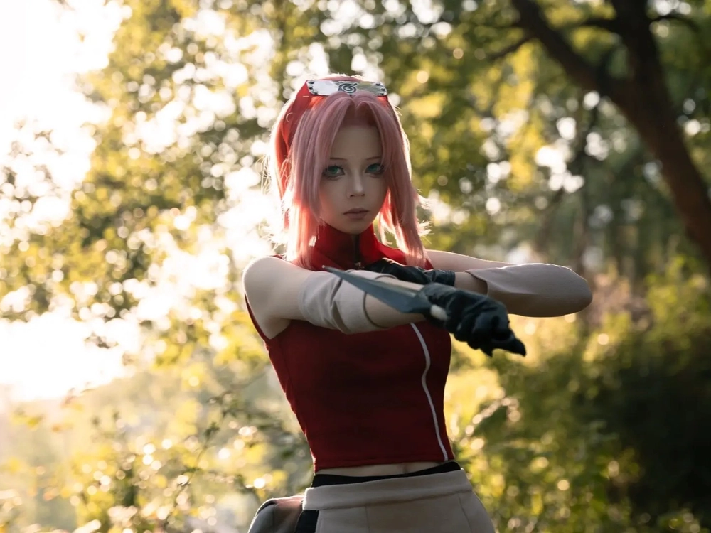 cosplay sakura haruno tóc hồng