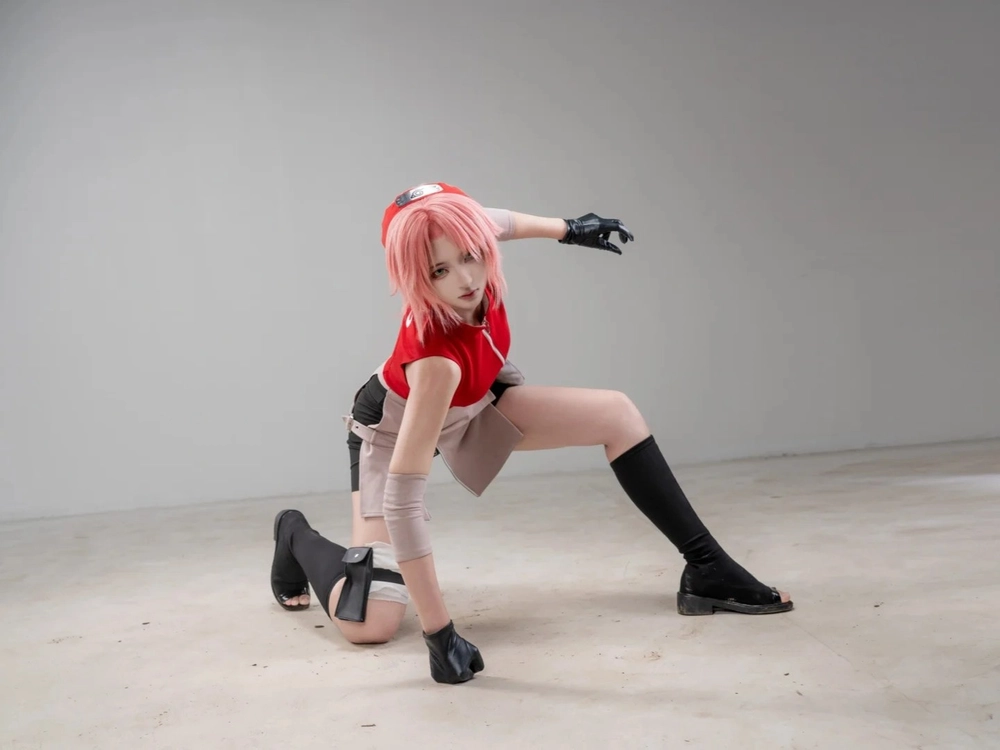 cosplay naruto sakura nữ ninja tóc hồng