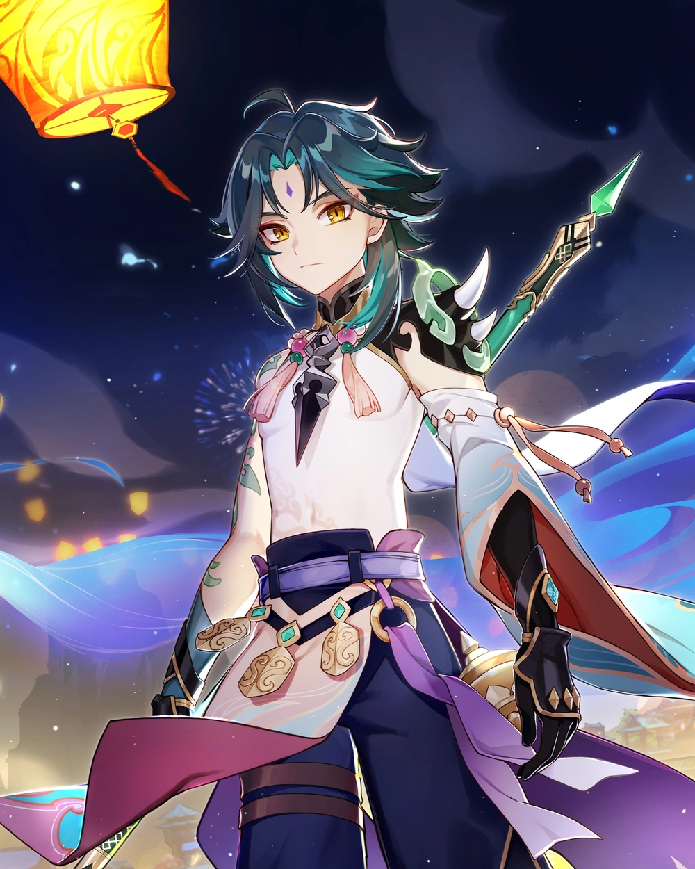 hình xiao đang lơ lửng trên nền trời đầy mây