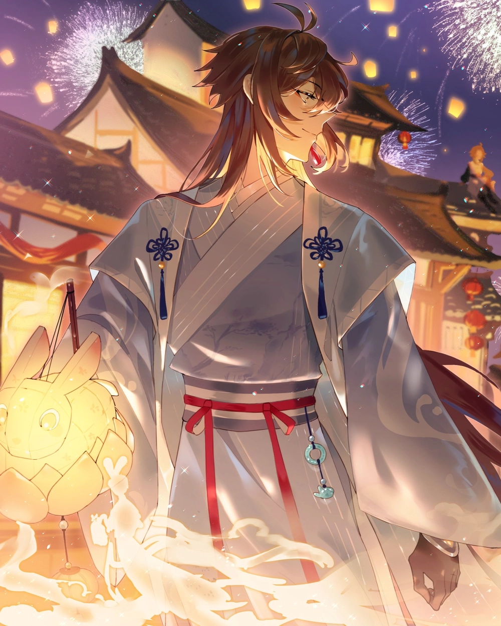 wallpaper chibi zhongli genshin impact