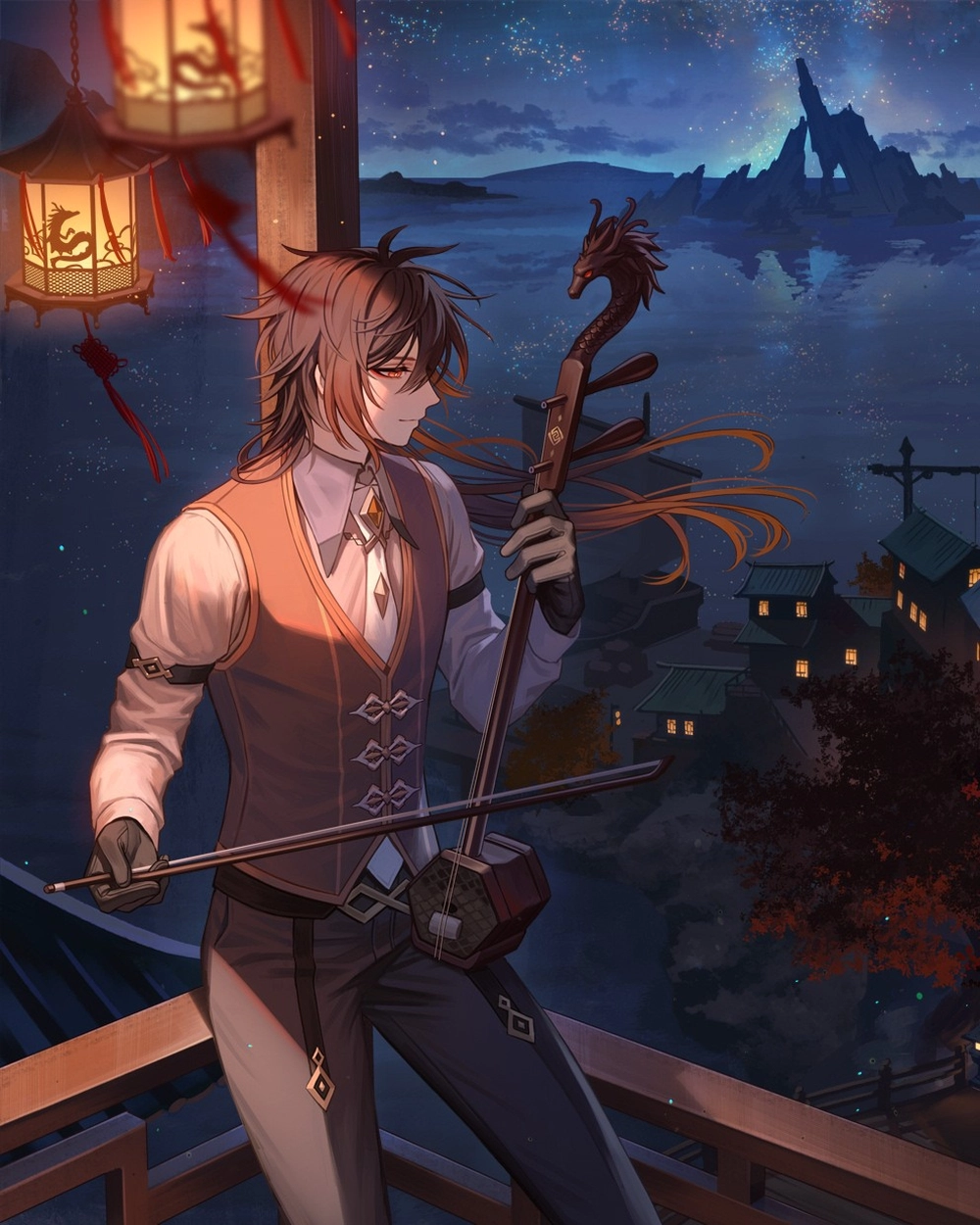 hình zhongli genshin impact đồ họa 3d