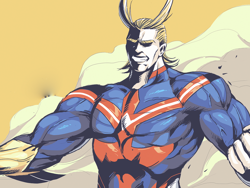 ảnh all might đang hét "plus ultra"