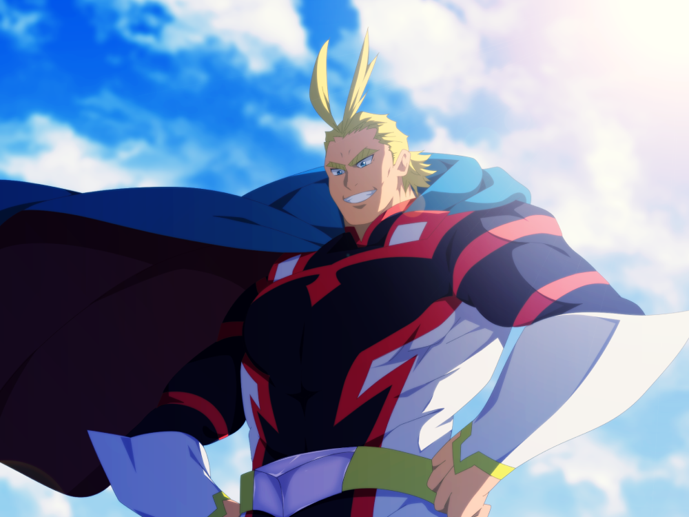 all might tạo dáng anh hùng